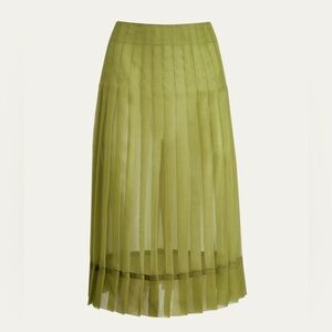 Khaite Tudi Green Pleated Midi Skirt